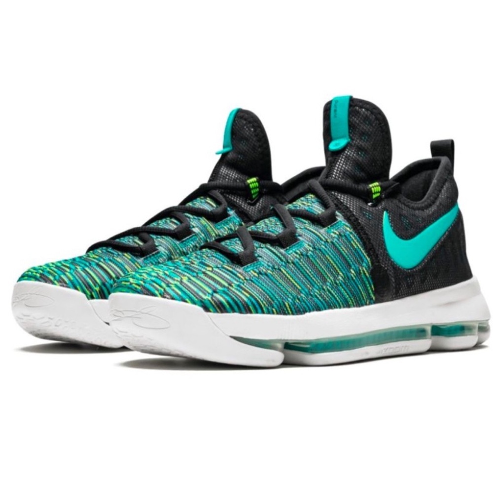 Nike KD9 Kids Black and Teal Sneakers